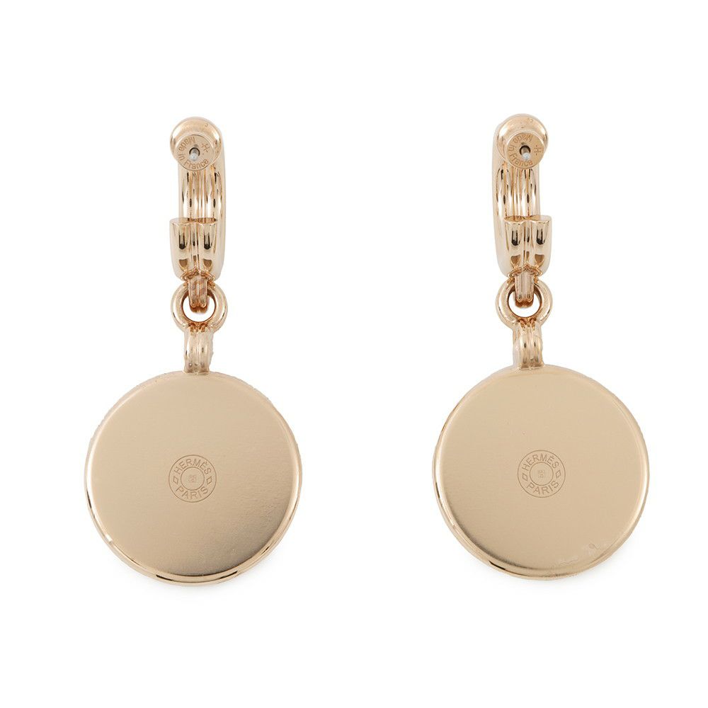 エルメス ピアス ブラゾン フォーブル/ピンクゴールド金具 メタル エナメル HERMES アクセサリー