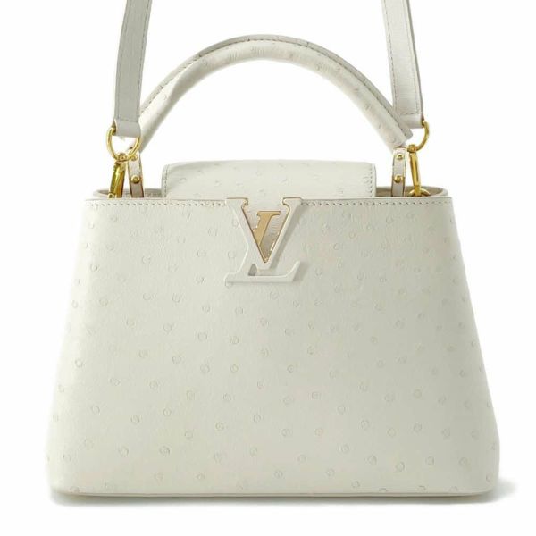 ルイヴィトン ハンドバッグ オーストリッチ カプシーヌBB LOUIS VUITTON 2wayショルダーバッグ 白