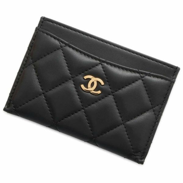 シャネル カードケース マトラッセ ココマーク ラムスキン パスケース A31510 CHANEL Card Holder 定期入れ 黒