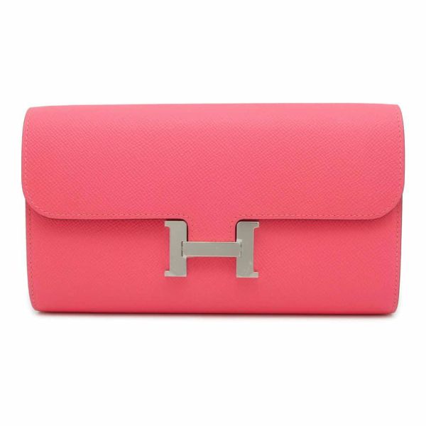 エルメス 長財布 コンスタンス トゥーゴー ロング ローズアザレ/シルバー金具 エプソン W刻印 財布