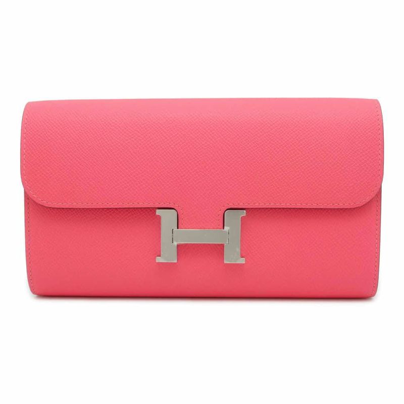 エルメス 長財布 コンスタンス トゥーゴー ロング ローズアザレ/シルバー金具 エプソン W刻印 財布