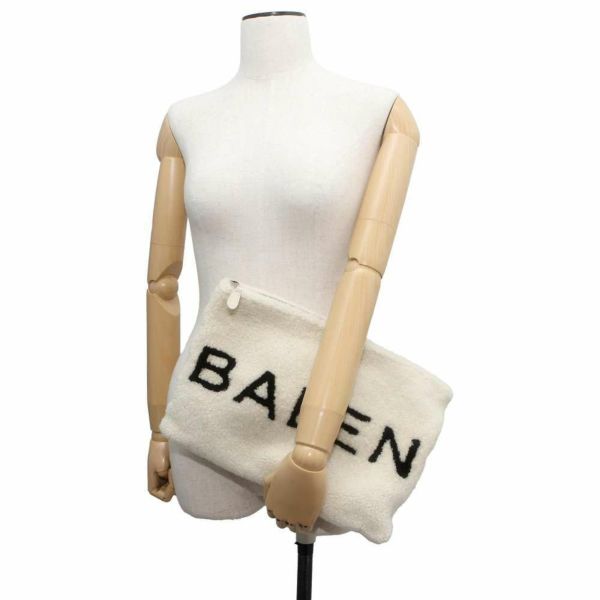 バレンシアガ クラッチバッグ シアリングポーチ ムートン 492681 BALENCIAGA 白 黒