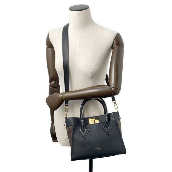 ルイヴィトン ハンドバッグ カーフレザー モノグラム オンマイサイドPM M57728 2way ブラック 黒