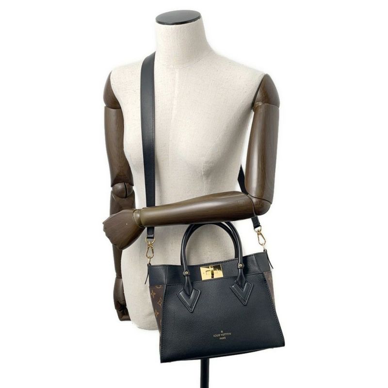 ルイヴィトン ハンドバッグ カーフレザー モノグラム オンマイサイドPM M57728 2way ブラック 黒