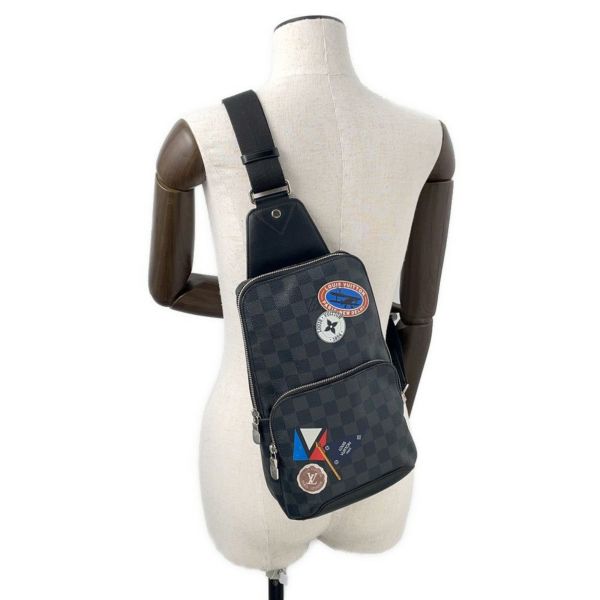 ルイヴィトン ボディバッグ ダミエ・グラフィット トラベルステッカー アヴェニュー・スリングバッグ N41056 黒 ブラック