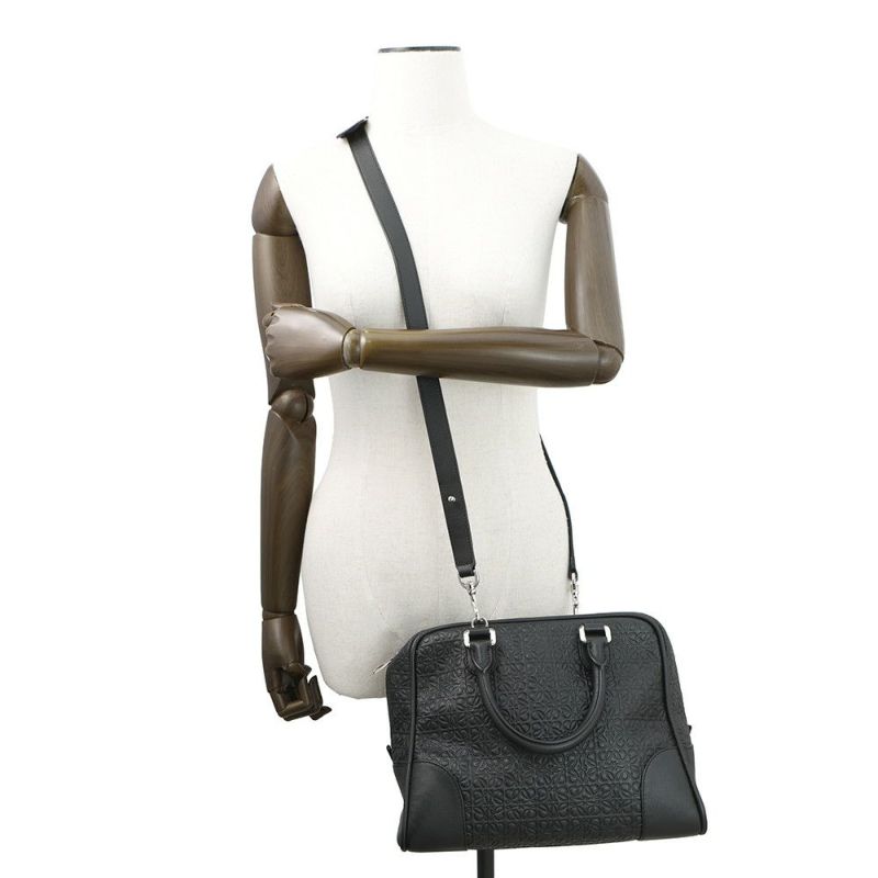 ロエベ ハンドバッグ リピートアナグラム アマソナ75 レザー 301.55.L03 LOEWE 2way 黒