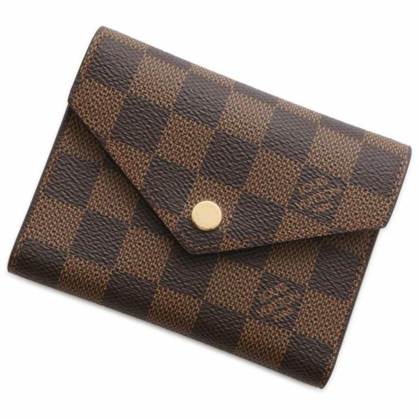 ルイヴィトン 三つ折り財布 ダミエ・エベヌ ポルトフォイユ・ヴィクトリーヌ N41659 LOUIS VUITTON レッド