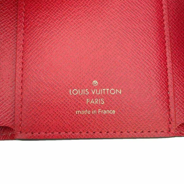 ルイヴィトン 三つ折り財布 ダミエ・エベヌ ポルトフォイユ・ヴィクトリーヌ N41659 LOUIS VUITTON レッド