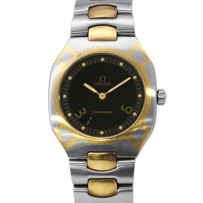 オメガ シーマスター シーマスターポラリス デジタル アナログ デジアナ SS/K18YG OMEGA 腕時計 黒文字盤