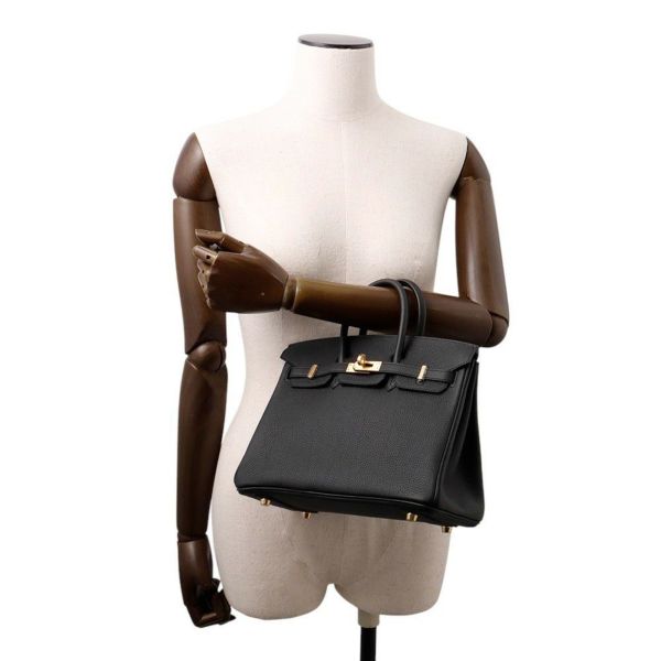 エルメス バーキン25 ブラック/マットゴールド金具 K刻印 HERMES Birkin ハンドバッグ 黒