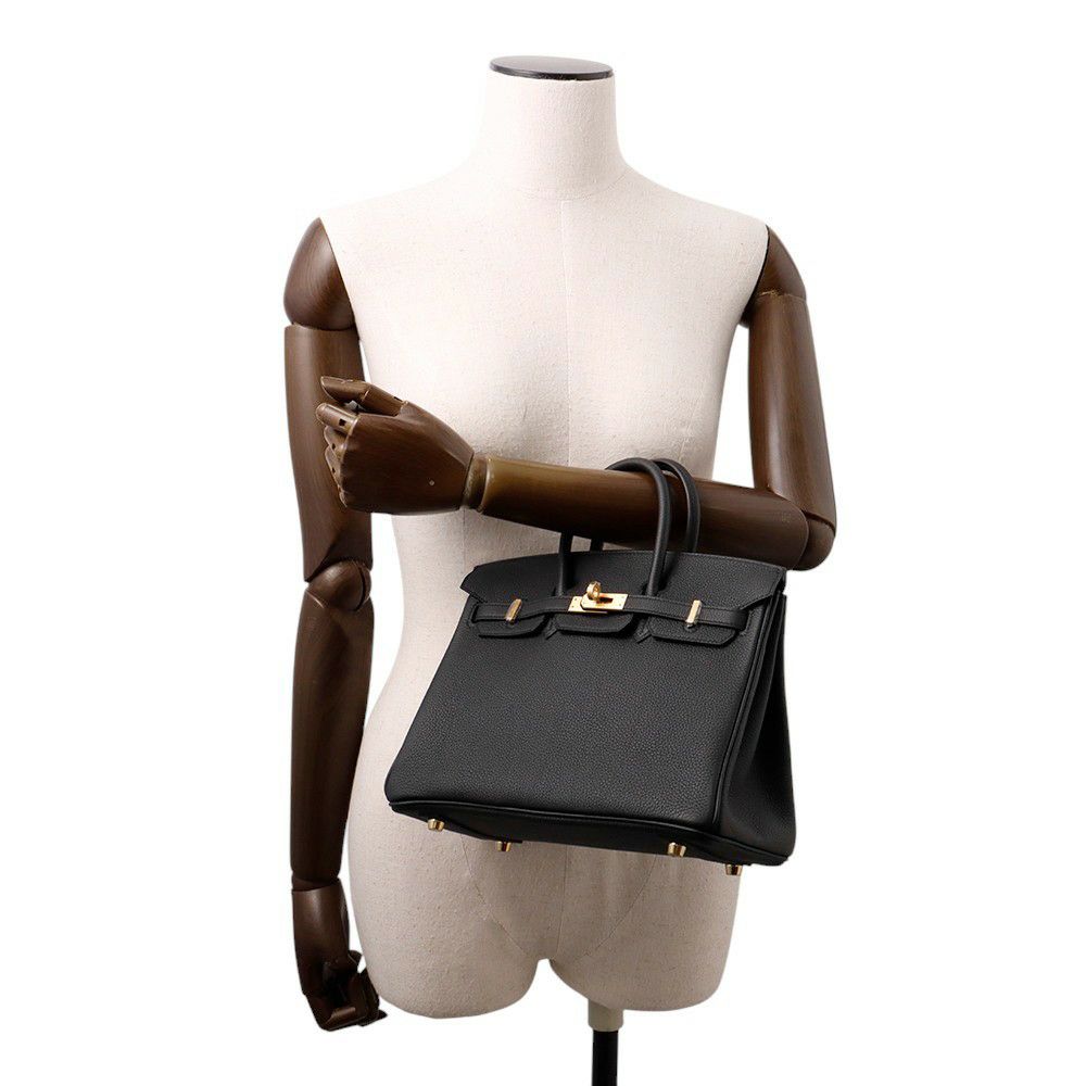 エルメス バーキン25 ブラック/マットゴールド金具 K刻印 HERMES Birkin ハンドバッグ 黒