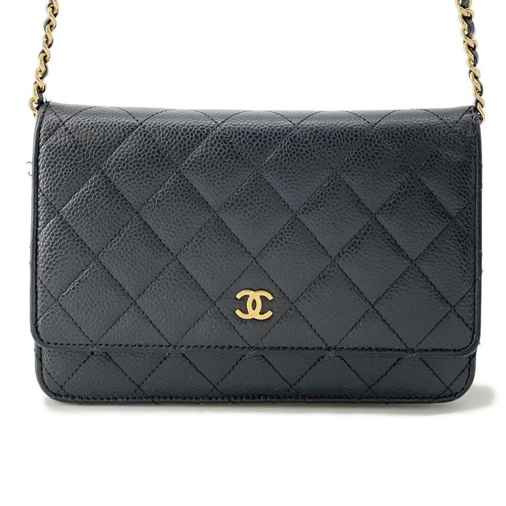 シャネル チェーンウォレット クラシック マトラッセ ココマーク キャビアスキン AP0250 CHANEL 財布 黒