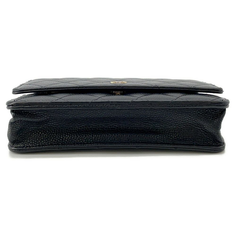 シャネル チェーンウォレット クラシック マトラッセ ココマーク キャビアスキン AP0250 CHANEL 財布 黒