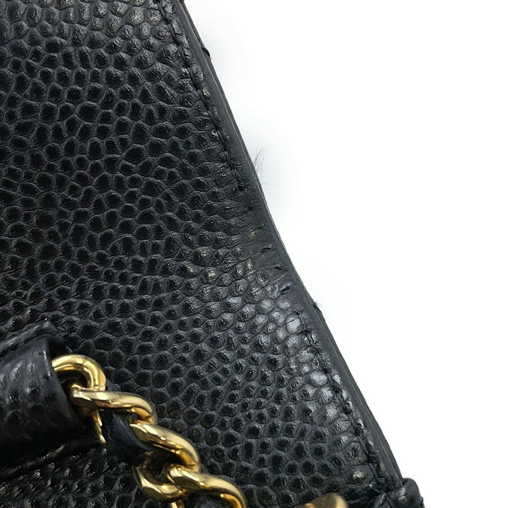シャネル チェーンウォレット クラシック マトラッセ ココマーク キャビアスキン AP0250 CHANEL 財布 黒