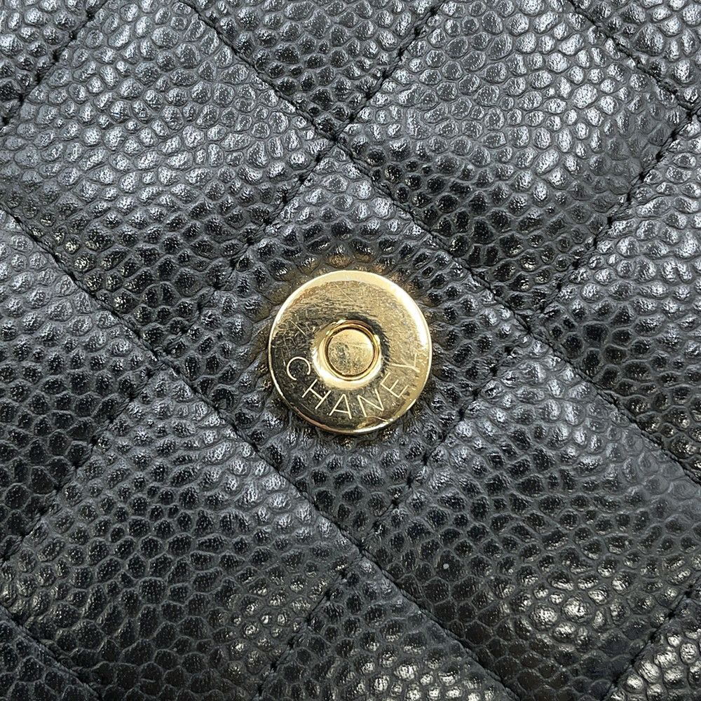シャネル チェーンウォレット クラシック マトラッセ ココマーク キャビアスキン AP0250 CHANEL 財布 黒