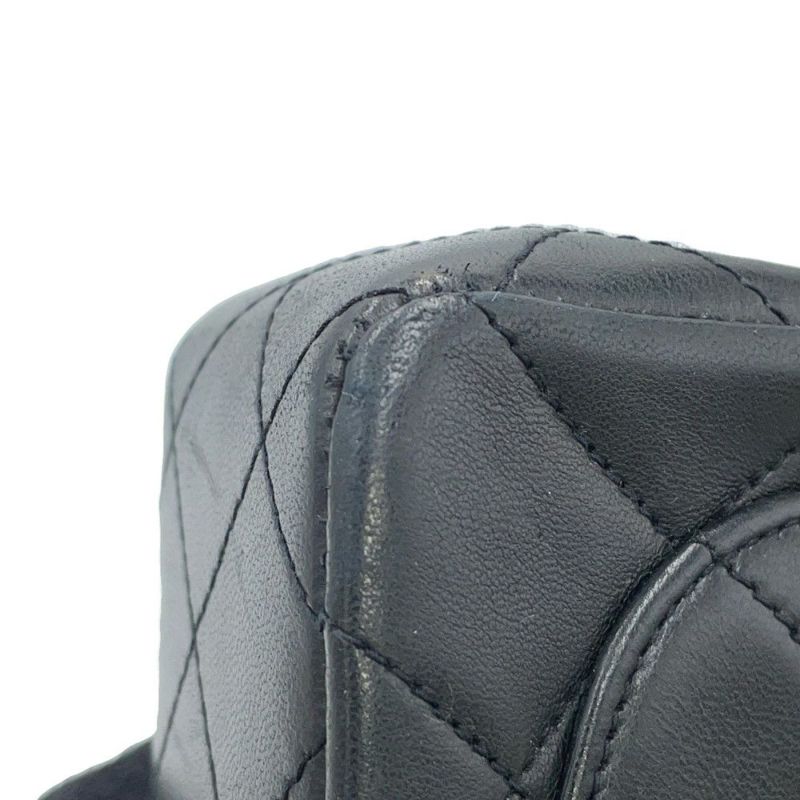 シャネル チェーンショルダーバッグ ミニ マトラッセ18 ココマーク ラムスキン CHANEL 黒