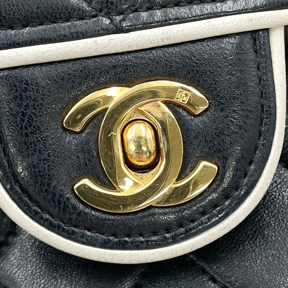 シャネル チェーンショルダーバッグ ミニ マトラッセ18 ココマーク ラムスキン CHANEL 黒