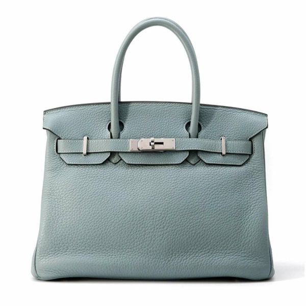 エルメス バーキン30 シエル/シルバー金具 トリヨンクレマンス □M刻印 HERMES Birkin ハンドバッグ