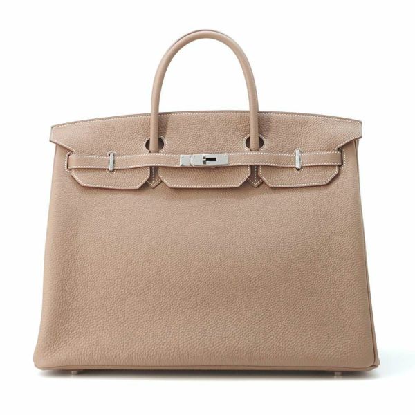 エルメス バーキン40 エトゥープ/シルバー金具 トゴ W刻印 HERMES Birkin ハンドバッグ