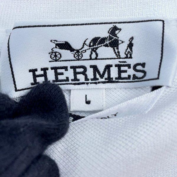 エルメスＴシャツ サドルステッチ コットン メンズサイズL HERMES アパレル 白