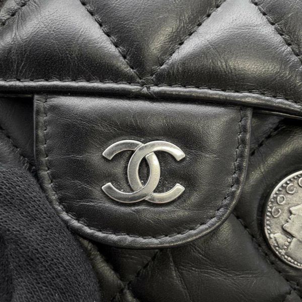 シャネル 長財布 マトラッセ アイコンチャーム ココマーク ラムスキン CHANEL 財布 黒