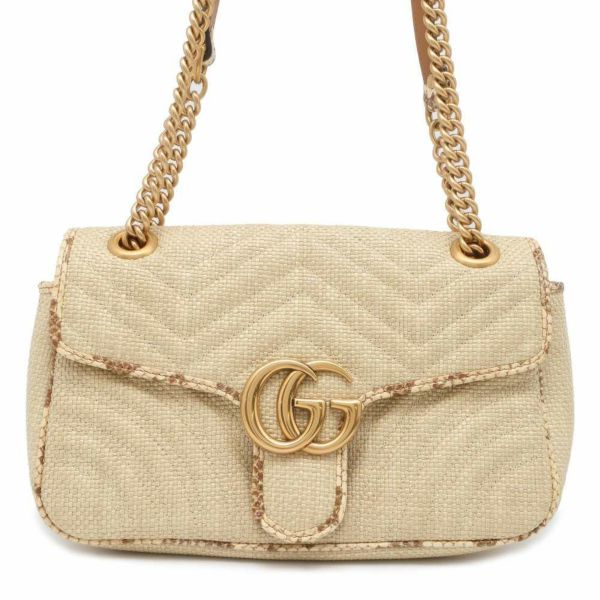 グッチ チェーンショルダーバッグ GGマーモント ラフィア パイソン 443497 GUCCI バッグ 安心保証 |  中古・新品ブランド販売ギャラリーレア公式通販