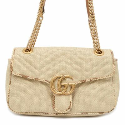 グッチ チェーンショルダーバッグ GGマーモント ラフィア パイソン 443497 GUCCI バッグ 安心保証 |  中古・新品ブランド販売ギャラリーレア公式通販