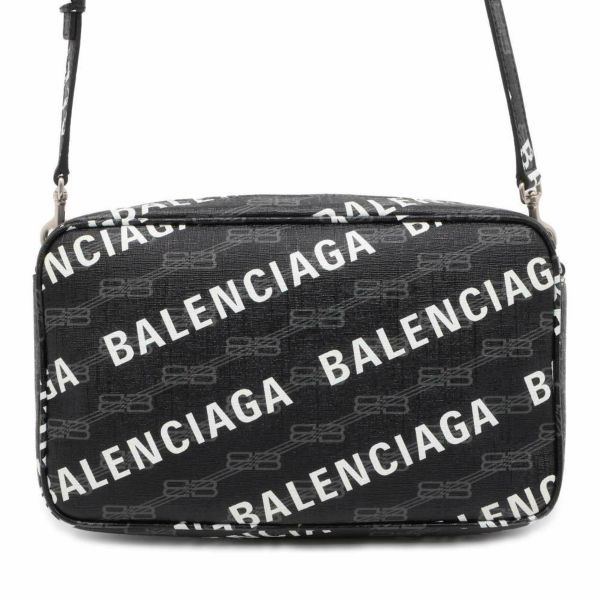 バレンシアガ ショルダーバッグ BBモノグラム シグネチャー PVC 702723 BALENCIAGA カメラバッグ 2wayクラッチ 黒 白