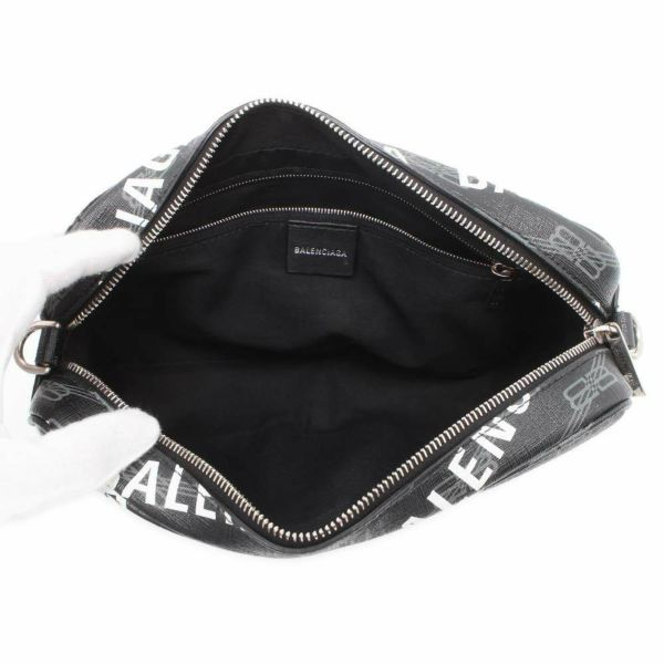 バレンシアガ ショルダーバッグ BBモノグラム シグネチャー PVC 702723 BALENCIAGA カメラバッグ 2wayクラッチ 黒 白