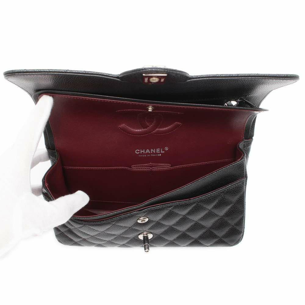 シャネル チェーンショルダーバッグ マトラッセ25 ココマーク キャビアスキン ダブルチェーン A01112 CHANEL 黒