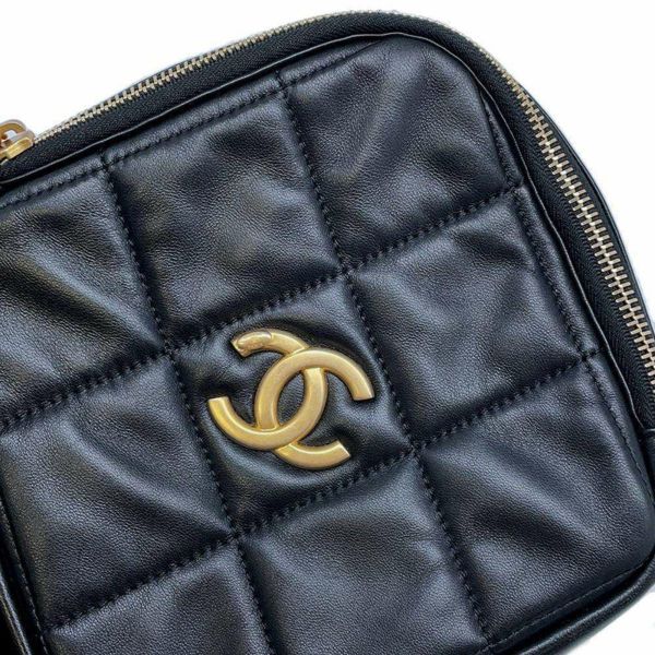 シャネル チェーンショルダーバッグ マトラッセ ココマーク ダイヤシェイプ ラムスキン CHANEL バッグ 黒