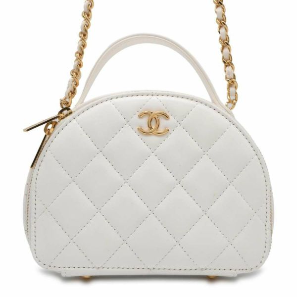 シャネル チェーンショルダーバッグ マトラッセ ココマーク ラムスキン AP3088 CHANEL バッグ 白