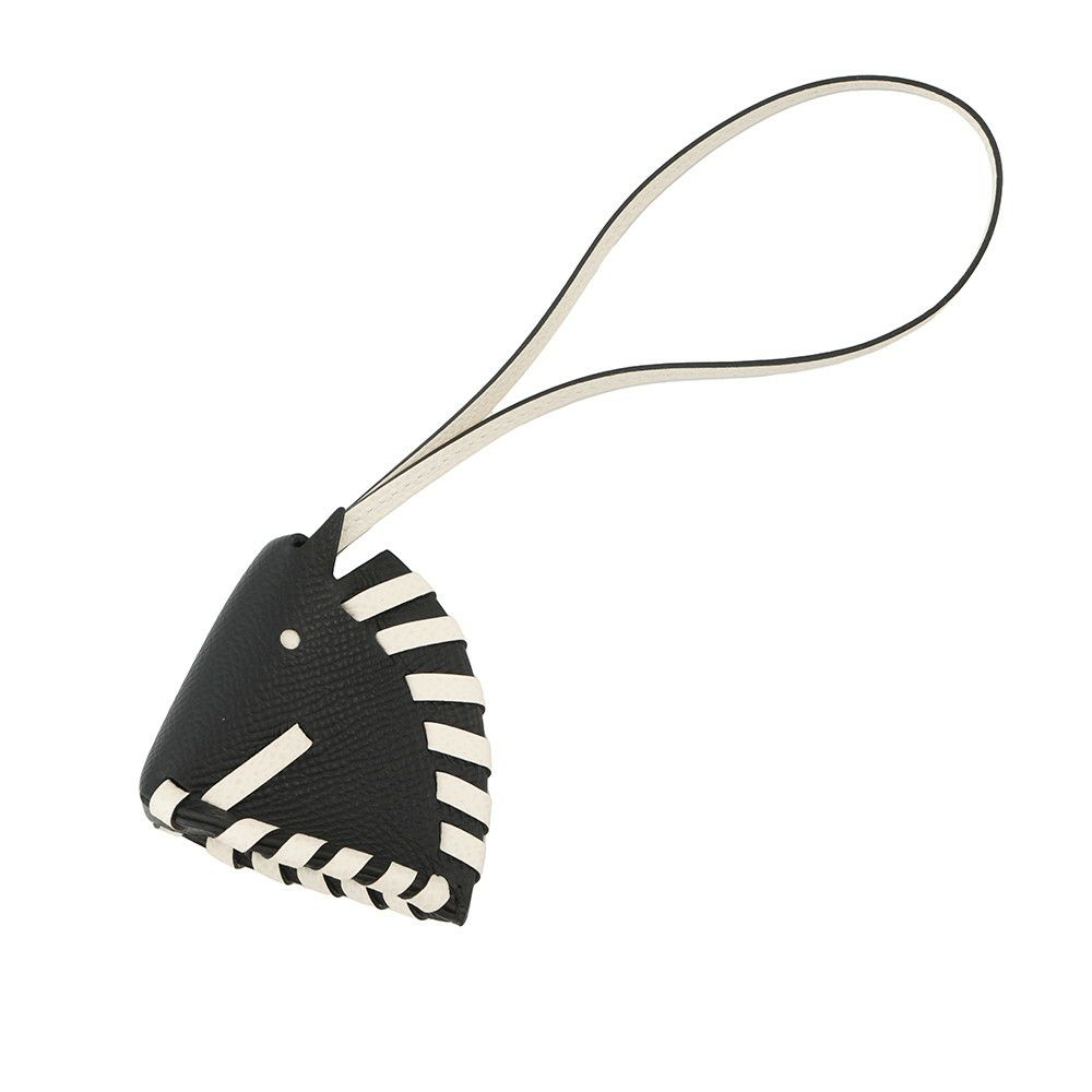 エルメス バッグチャーム シュバル トレッセ ブラック/ナタ エプソン K刻印 HERMES チャーム 黒