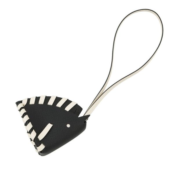 エルメス バッグチャーム シュバル トレッセ ブラック/ナタ エプソン K刻印 HERMES チャーム 黒