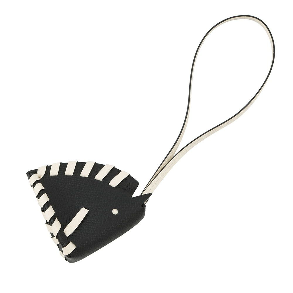 エルメス バッグチャーム シュバル トレッセ ブラック/ナタ エプソン K刻印 HERMES チャーム 黒