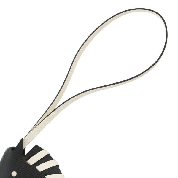 エルメス バッグチャーム シュバル トレッセ ブラック/ナタ エプソン K刻印 HERMES チャーム 黒