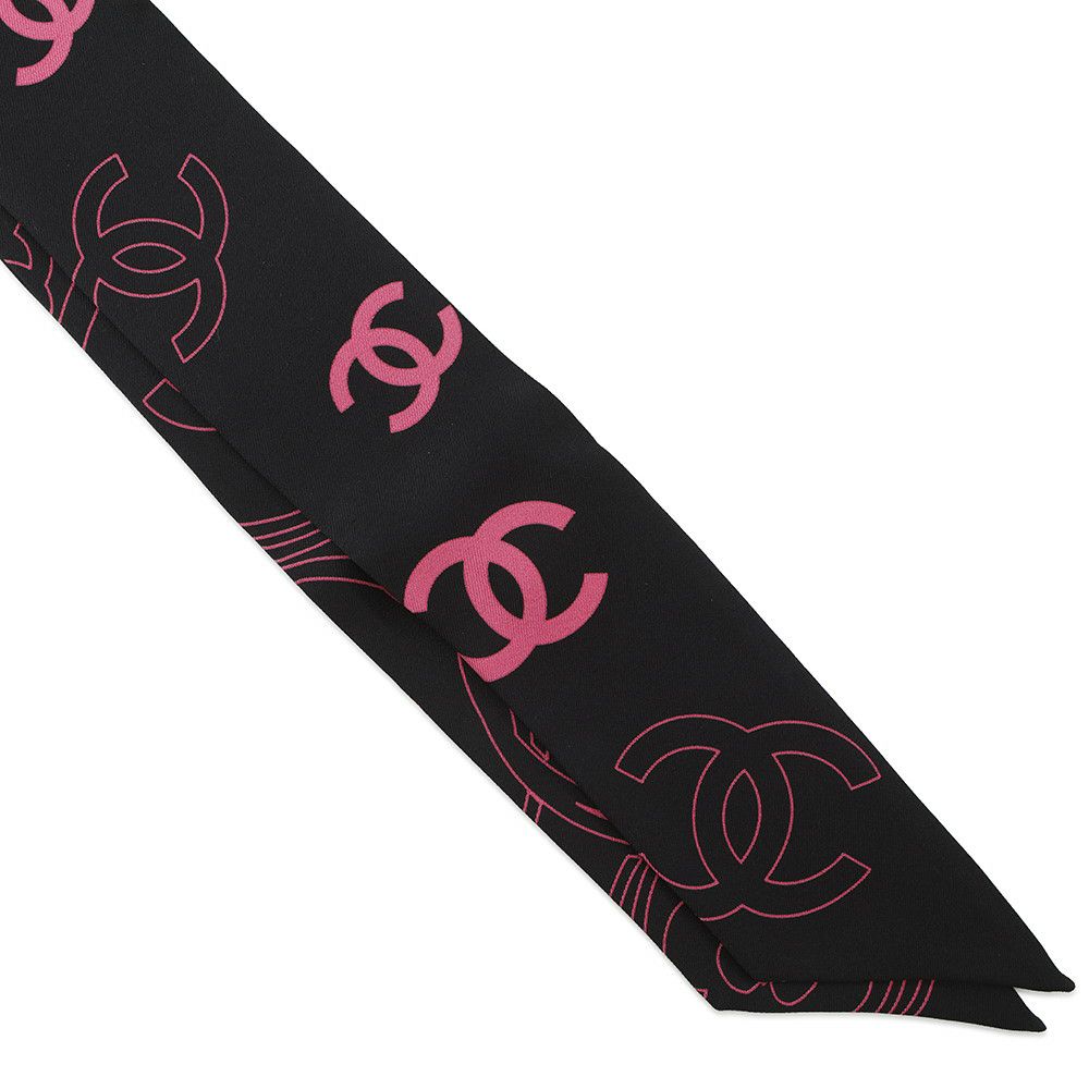 シャネル スカーフ ヘアバンド ココマーク CHANEL シルク 黒
