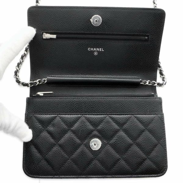 シャネル チェーンウォレット クラシック マトラッセ ココマーク キャビアスキン AP0250 CHANEL 財布 ブラック 黒