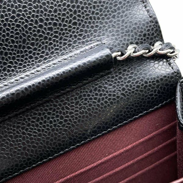 シャネル チェーンウォレット クラシック マトラッセ ココマーク キャビアスキン AP0250 CHANEL 財布 ブラック 黒