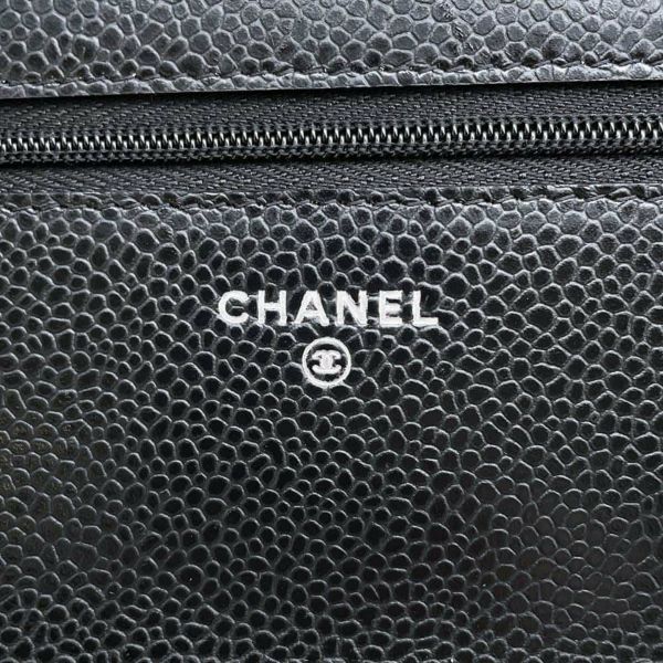 シャネル チェーンウォレット クラシック マトラッセ ココマーク キャビアスキン AP0250 CHANEL 財布 ブラック 黒