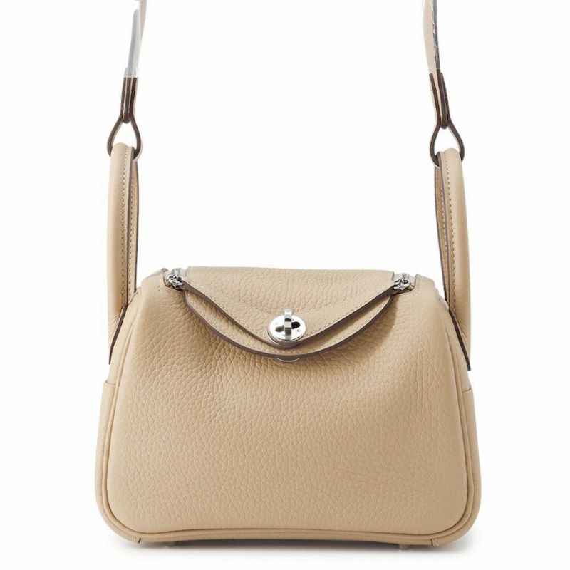 エルメス リンディ ミニ ヴェルソ トレンチ/エトゥープ/シルバー金具 トリヨンクレマンス K刻印 2wayショルダー