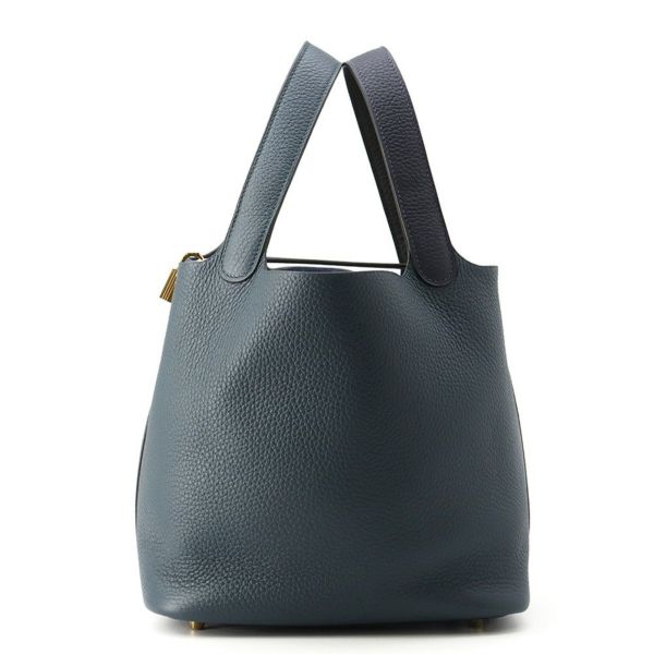 エルメス ピコタンロックMM カザック2 ブルーニュイ/ヴェールシプレス/ブラック/ゴールド金具 トリヨンクレマンス Y刻印