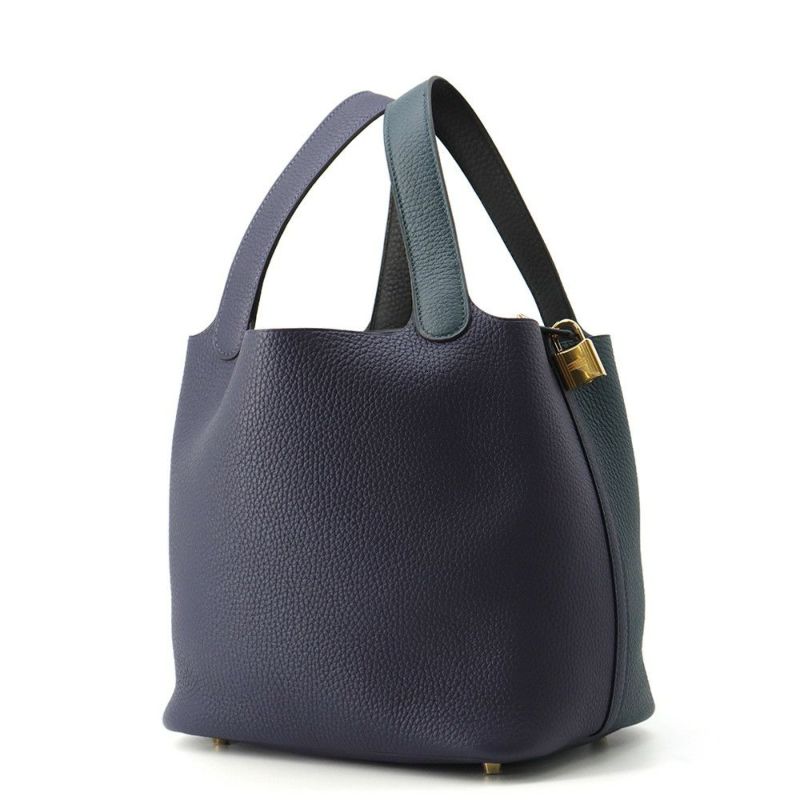 エルメス ピコタンロックMM カザック2 ブルーニュイ/ヴェールシプレス/ブラック/ゴールド金具 トリヨンクレマンス Y刻印