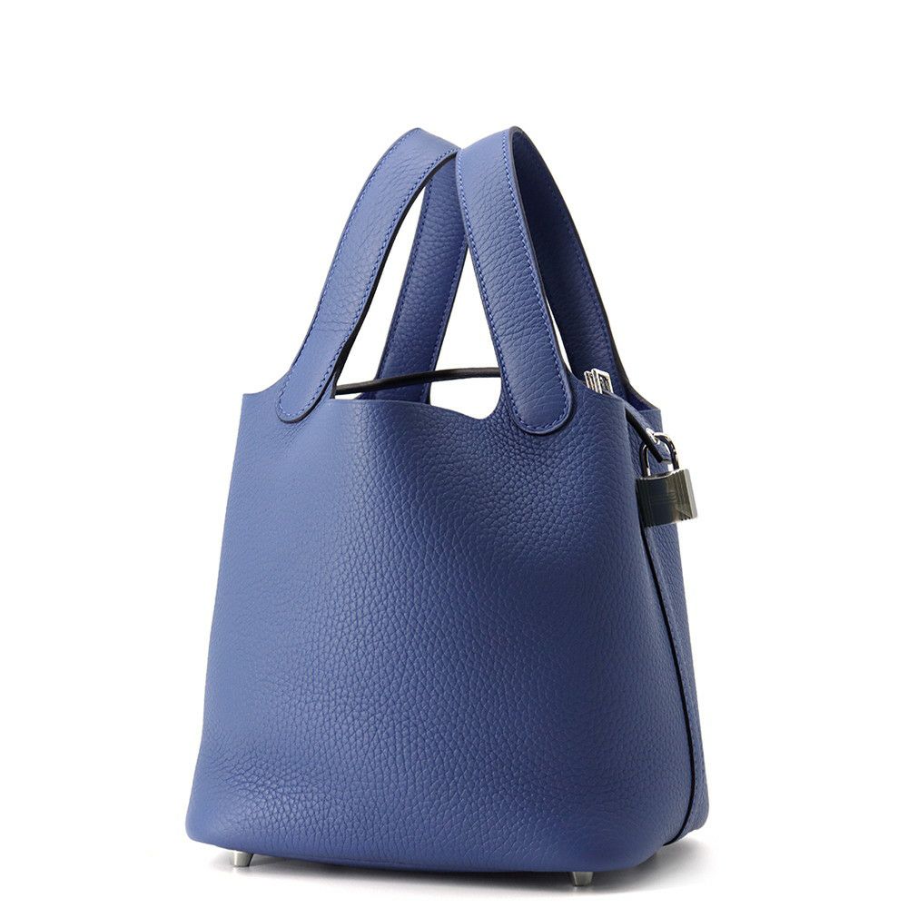 エルメス ハンドバッグ ピコタンロックPM ブルータイ/シルバー金具 トリヨンクレマンス K刻印