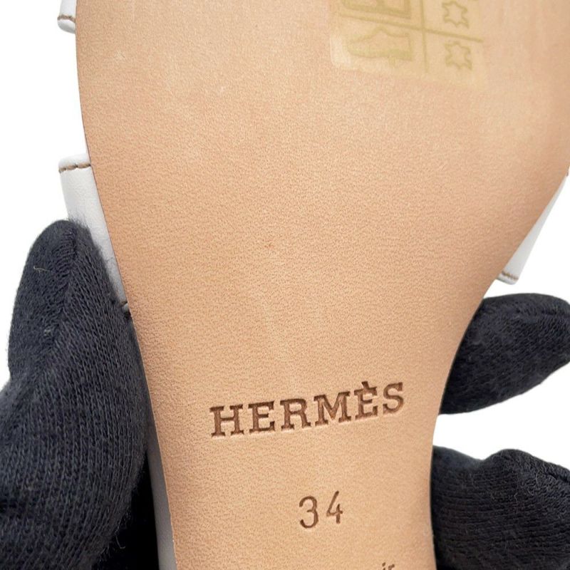 エルメス サンダル オアジス Oasis レザー レディースサイズ34 HERMES 靴 白