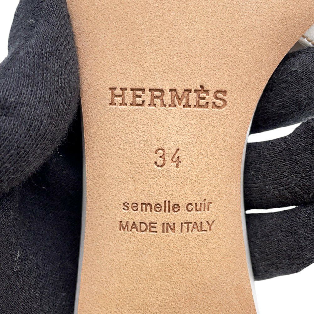 エルメス サンダル オアジス Oasis レザー レディースサイズ34 HERMES 靴 白