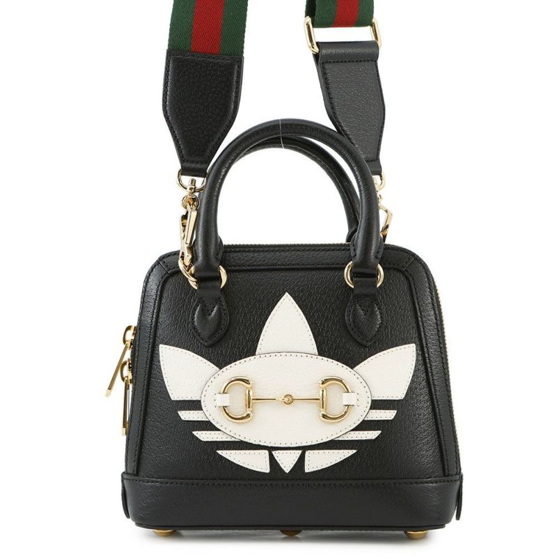 グッチ ハンドバッグ ホースビット1955 ミニ トップハンドル アディダスコラボ 677212 GUCCI 2wayショルダー 黒