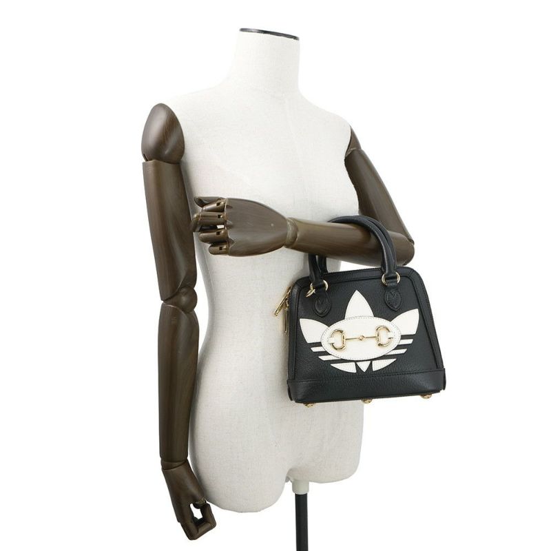 グッチ ハンドバッグ ホースビット1955 ミニ トップハンドル アディダスコラボ 677212 GUCCI 2wayショルダー 黒