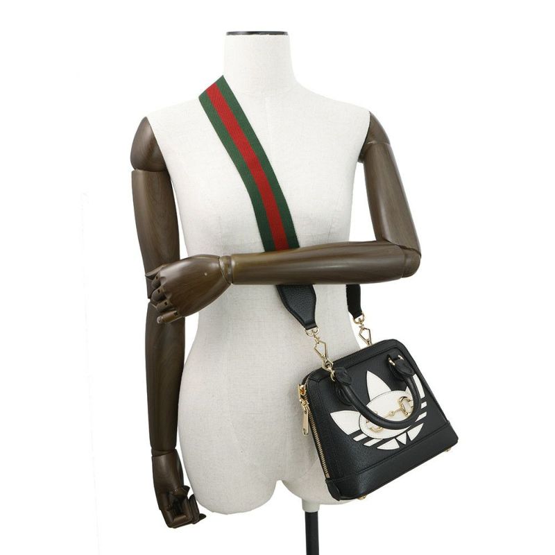 グッチ ハンドバッグ ホースビット1955 ミニ トップハンドル アディダスコラボ 677212 GUCCI 2wayショルダー 黒