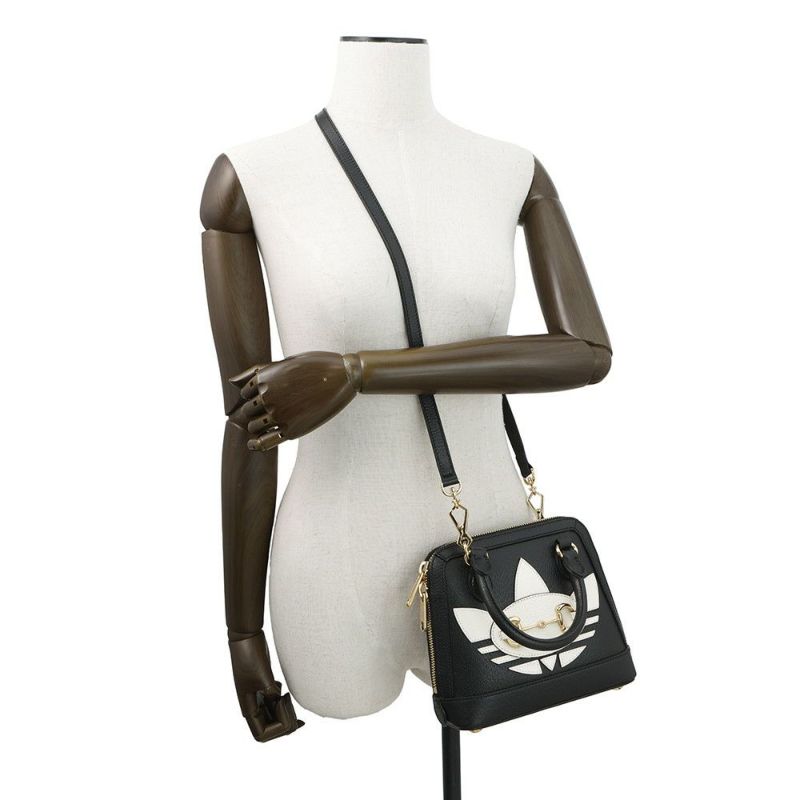 グッチ ハンドバッグ ホースビット1955 ミニ トップハンドル アディダスコラボ 677212 GUCCI 2wayショルダー 黒